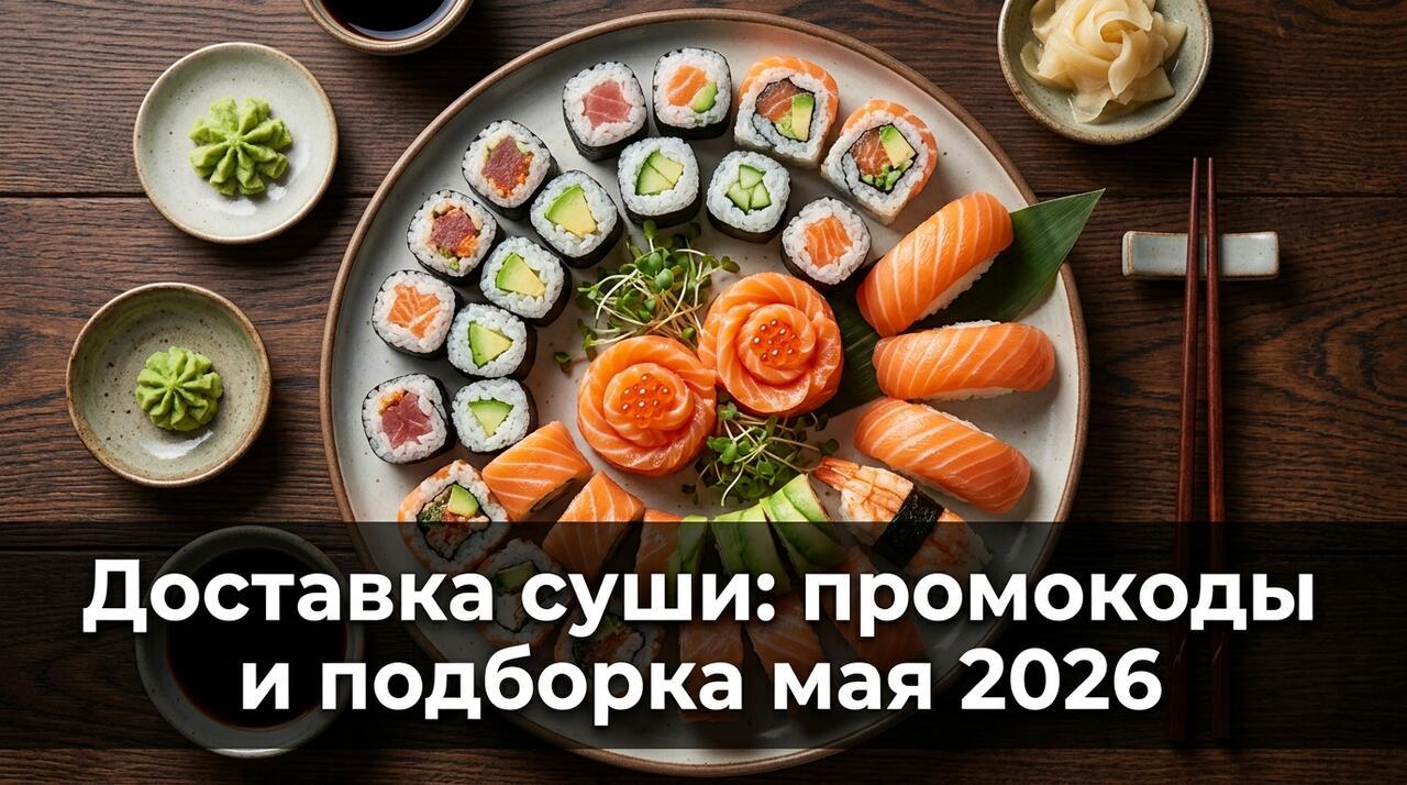 Доставка суши с подарком и скидкой в мае 2026: где заказать выгодно