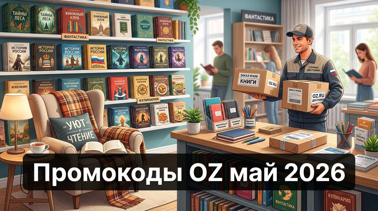 Промокоды OZ на май 2026: скидки на книги и мультимедиа