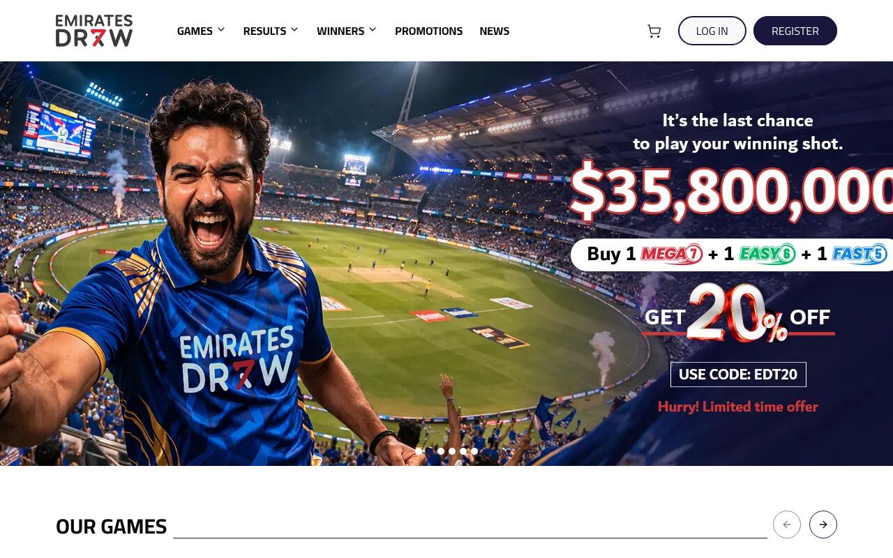 Скриншот сайта Emirates Draw