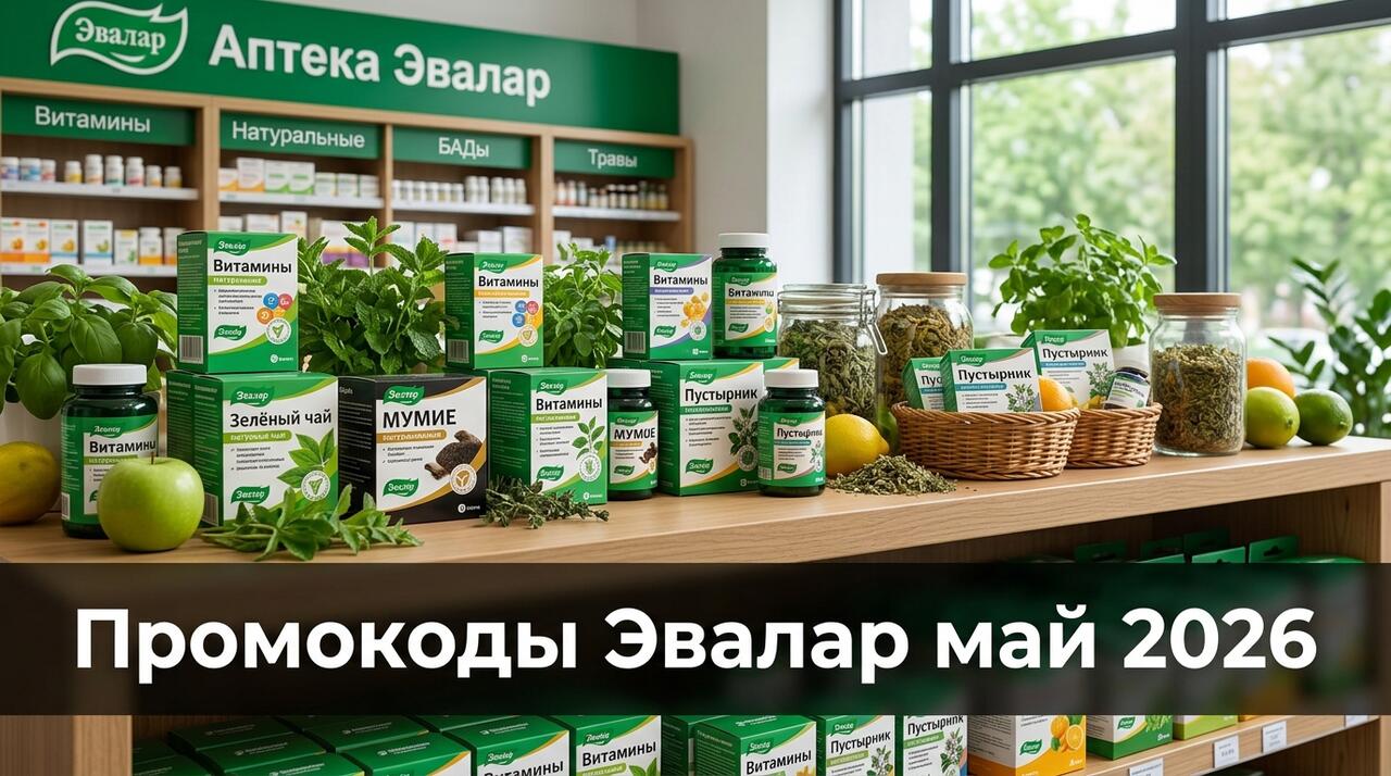 Промокоды Фитомаркет Эвалар на май 2026: скидки на витамины и БАДы