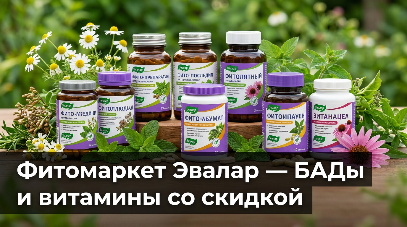 Фитомаркет Эвалар — маркетплейс БАД №1 в РФ: бесплатная доставка от 999 ₽, кэшбэк 5%