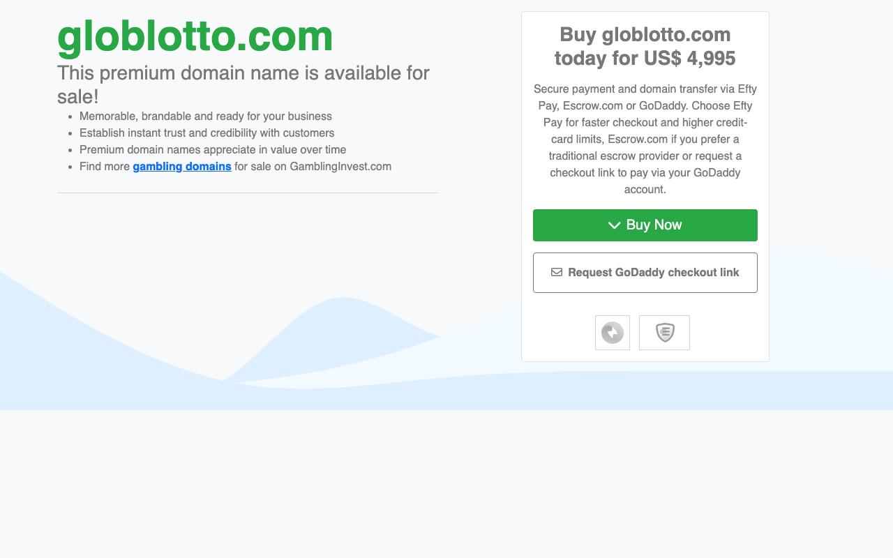 Скриншот сайта ГлобЛотто (GlobLotto)