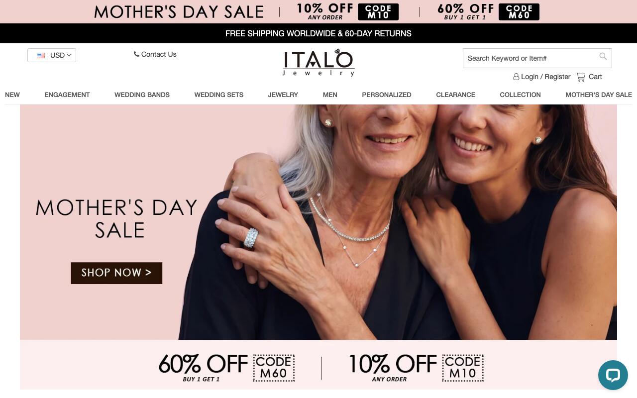 Скриншот сайта Итало Джевери (Italojewelry)