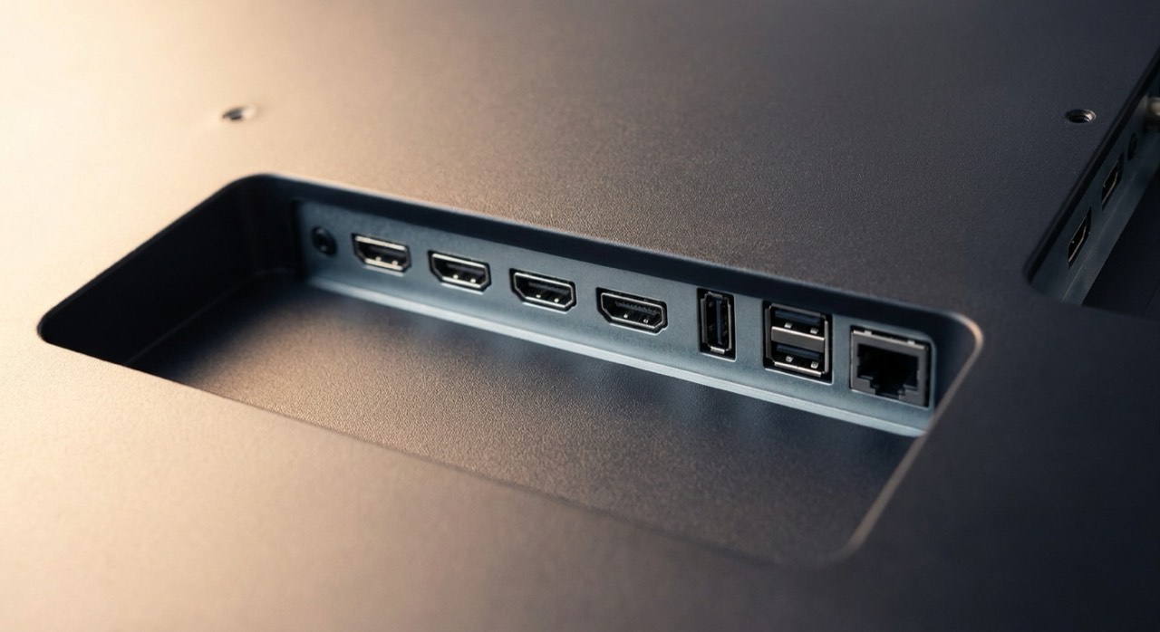 Панель разъёмов на задней стороне телевизора: HDMI, USB и сеть