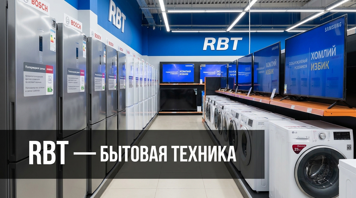 Промокоды RBT — скидки на холодильники, стиральные машины, телевизоры, смартфоны и мелкую бытовую технику в интернет-магазине RBT.ru