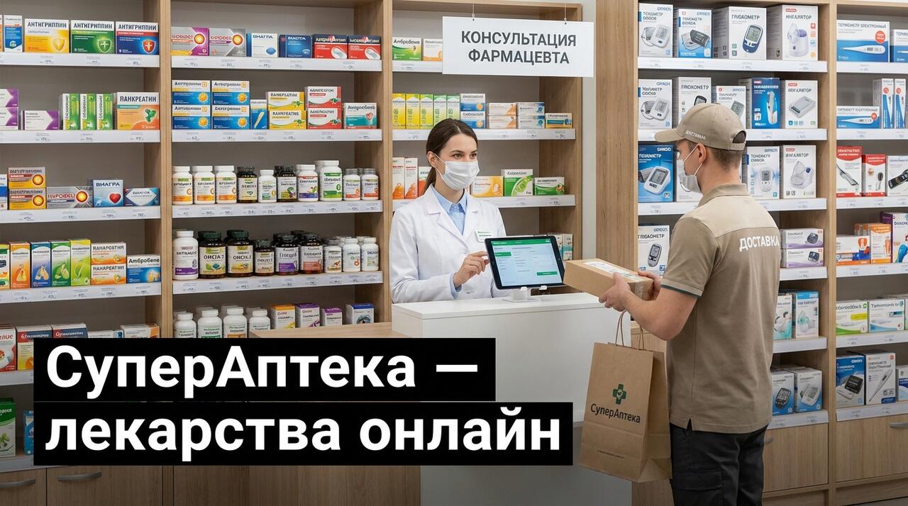 Промокоды СуперАптека — скидки на лекарства, витамины, БАД, дермакосметику и медицинские товары с доставкой по Москве, СПб и регионам