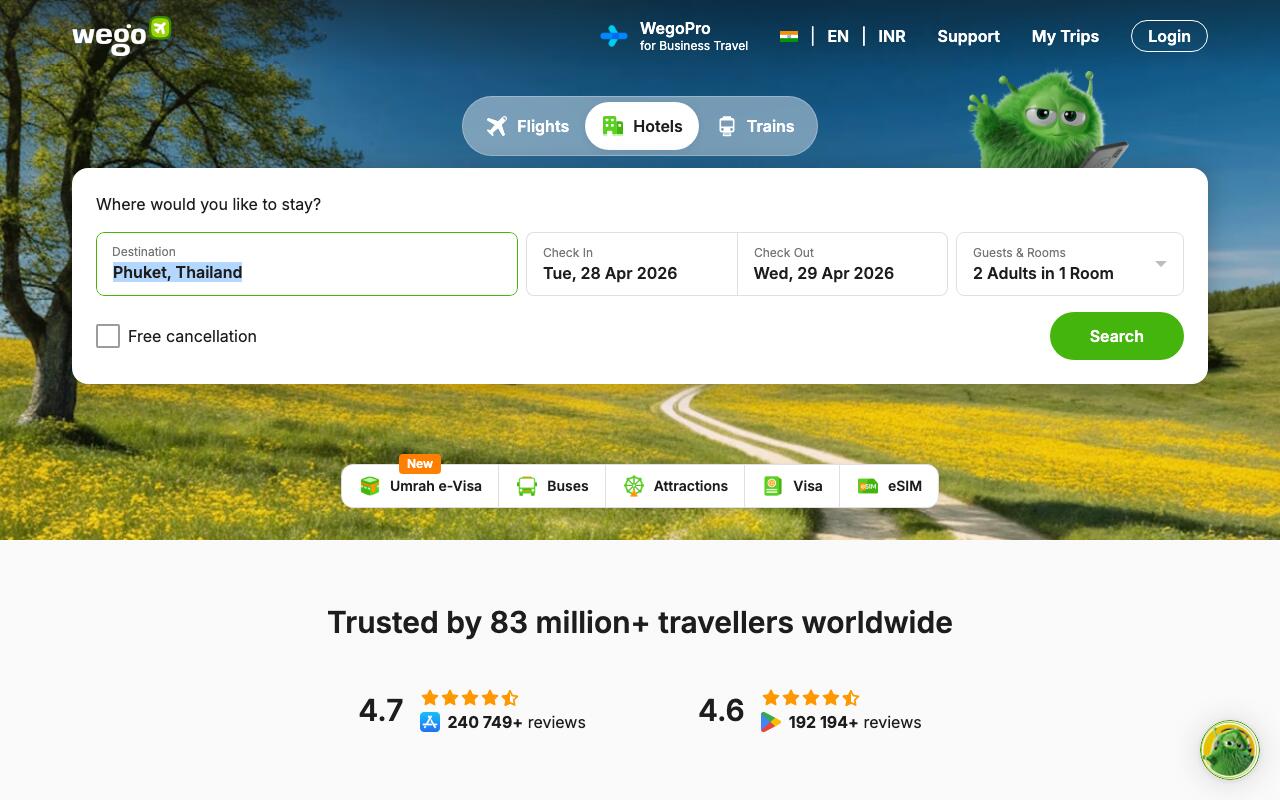 Скриншот сайта Вего (Wego)