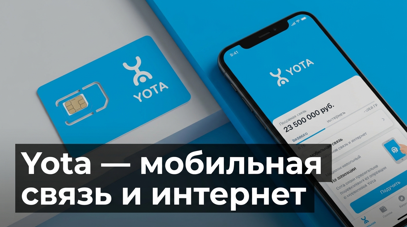Yota — российский мобильный оператор от МегаФона с гибкими тарифами от 290 ₽, eSIM и доставкой SIM-карт за 30 минут через Самокат